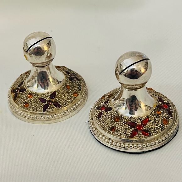 Pier 1 Jeweled Silver Plated Place-card Holders ~ Eight (8) - Picture 1 of 6